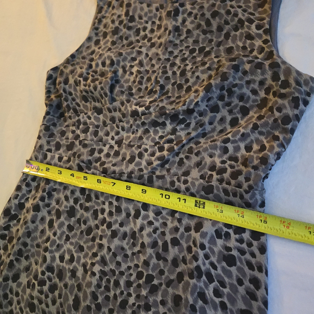 Ann Taylor Silk Black Grey Abstract Leopard Print Midi Sheath Dress CW3 - Picture 5 of 10